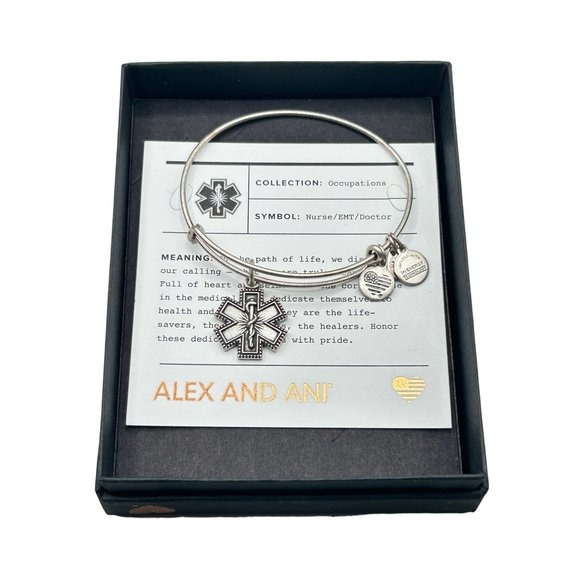 Alex And Ani NURSE EMT DOCTOR Occupation Medical Charm Bracelet New in Box - Picture 1 of 6